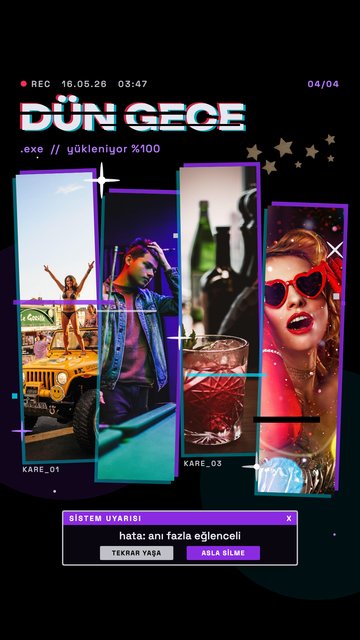 Dün Gece.exe – Photo Dump Instagram story şablonları