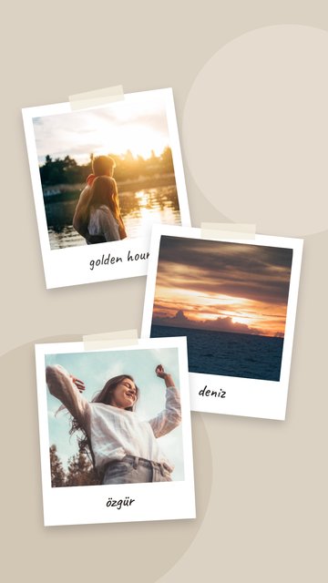 Bej Polaroidler – Scrapbook Instagram story şablonları