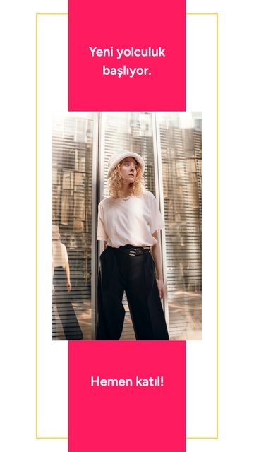 Pembe Şerit – İşletme Instagram story şablonları